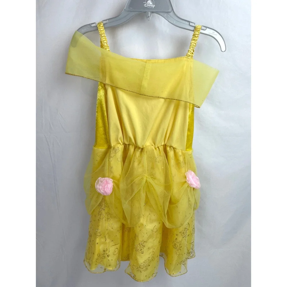 Disney Store Girl 7/8 Belle Beauty Beast Dress Yellow Costume Princess Roses - Picture 5 of 5